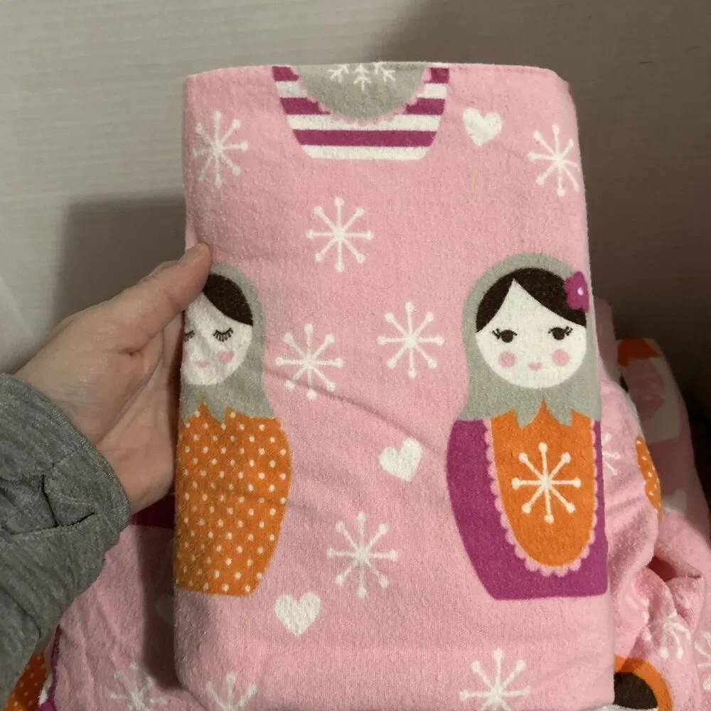 Circo 3 Pc Flannel Sheet Set Russian Nesting Dolls Matryoshka Pink Girl~HTF